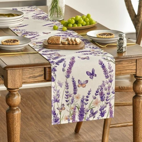 Purple lavender floral linen - floral,