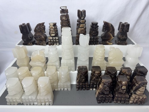 Hand carved chess - set, marble