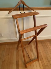 Vtg Wood Valet Stand  Suit Rack Coat Clothes Hanger  Foldable