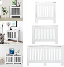 White Vertical Radiator Cover Modern Traditional Wood Grill Cabinet Shelf MDF