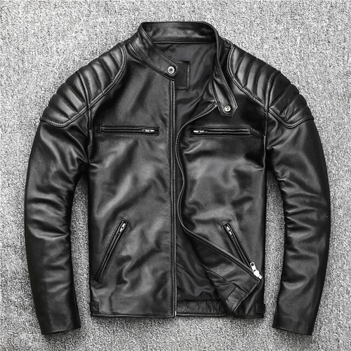 Mens leather quilted - leather, jacket