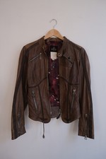 RARE Archive Diesel Designer y2k Leather Jacket, Tan/Brown Moto Biker, Sz Small