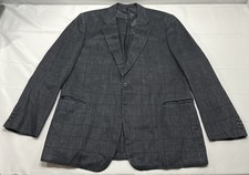 Armani Collezioni Blazer Men's 46R Linen Sport Coat Gray Window Check Jacket