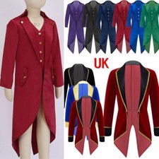 UK Boys Ringmaster Tuxedo Tailcoat Showman Jacket Coat Halloween Fancy Costume