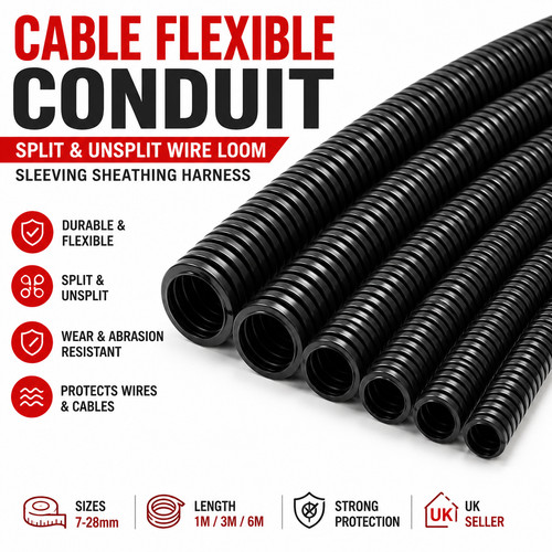 Flexible cable conduit - conduit, split