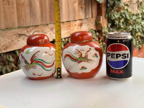 Chinese ginger jars pair red - chinese,