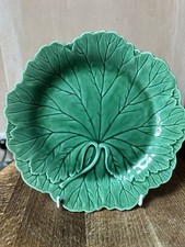 Vintage Wedgwood Majolica Etruria Barlaston Cabbage Leaf Plate Green 8"Dish