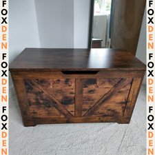 Rustic Storage Chest Industrial Trunk Shoe Bench Vintage Toy Box Lid Window Seat