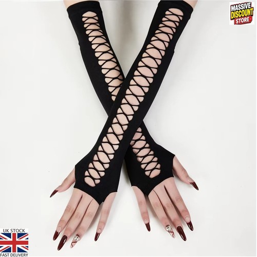 Fingerless gloves long lace - -,