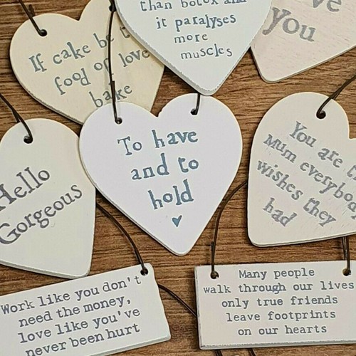 Tiny wooden hearts signs - wooden,