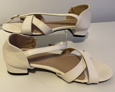 Cream Girls Block-Heel Shoes Uk 13 EU 32 Adjustable Ankle Strap wedding party 