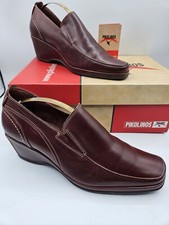 Pikolinos Womens Leather Shoes Burgundy Wedge Size Uk 6 EU 39 VGC Made In Spain