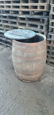 LID REMOVED LARGE WIDE WHISKEY OAK WOODEN BARREL COLD WATER THERAPY PLUNGE POOL