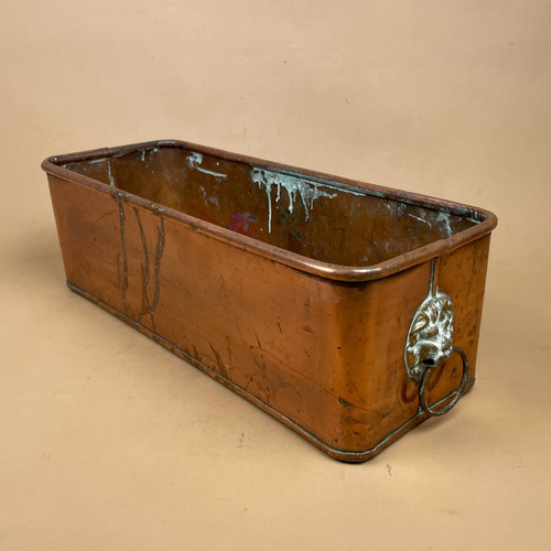 Metal copper planter pot - copper, oval