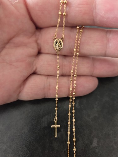 9ct gold rosary beads - gold,