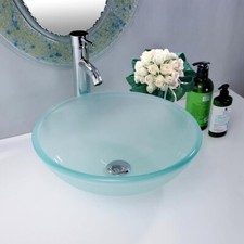 420mm Modern Round Glass Countertop Bathroom Basin Sink / Heavy Duty