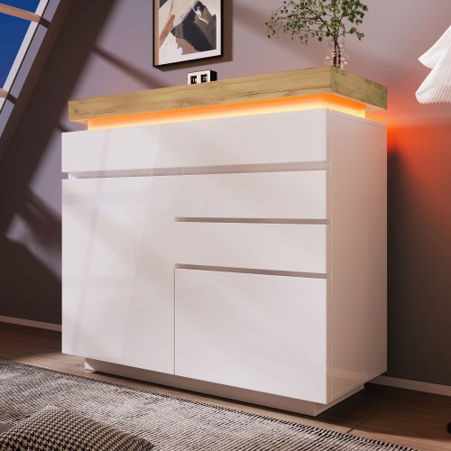 White high gloss sideboard - high,