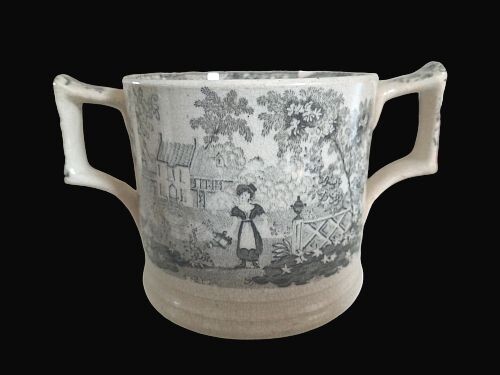 Antique pearlware loving cup - antique,
