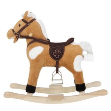 Baby Rocking Horse Wooden Plush Children Ride On Toy for Aged 1–3 Seat H 44 cm