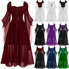 Halloween Lady Witch Cosplay Fancy Long Dress Medieval Renaissance Costume 6-22