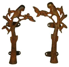 Parrot on Tree Shape Vintage Antique Style Handmade Brass Door Pull Handle Knobs