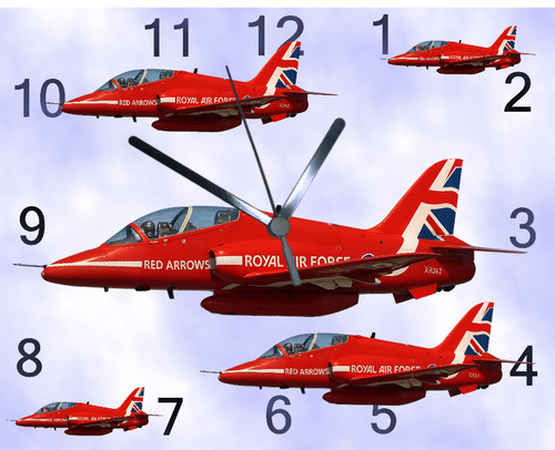 Red arrows wall hanging clock - red,