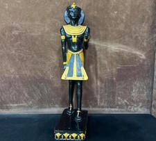 Large Ancient Egyptian statue Guardian Qah, handcrafted heavy black solid stone