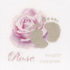 Cross-stitch kit Table Of Birth Pink 508 thea gouverneur Linen