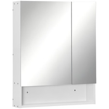 Space-Saving Wall Mount Medicine Cabinet With Mirror Adjustable Shelf White