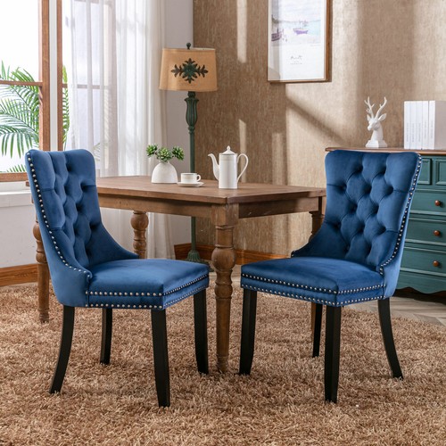 Set blue velvet dining - set, of