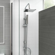 Bath Shower Mixer Thermostatic Valve Tap Dual Square Over Head Bathroom Kit