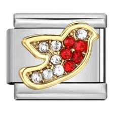 Gold Silver CZ Robin Charm