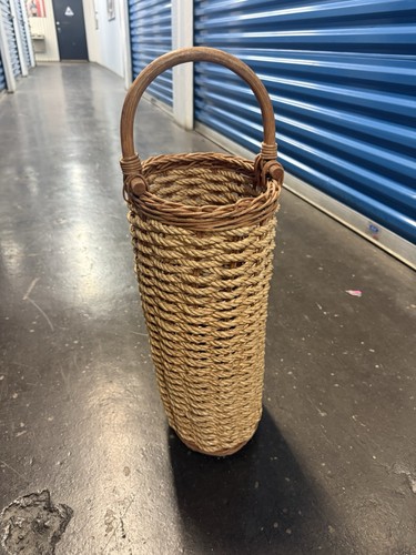 Vintage wicker umbrella - wicker, stand