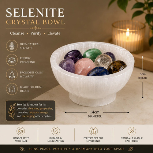 Selenite crystal bowl with - crystal,