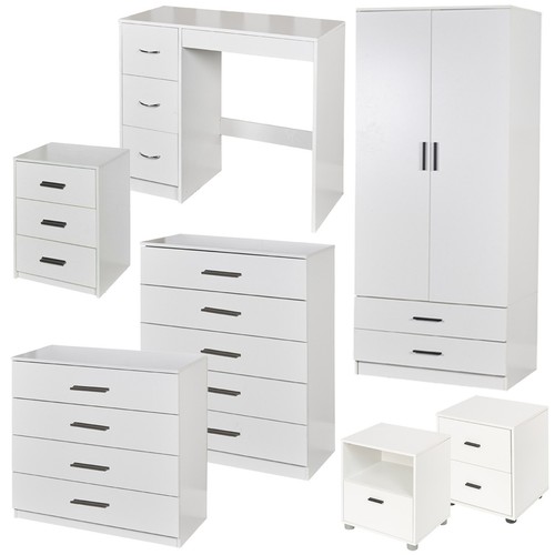 White wooden bedroom - white,