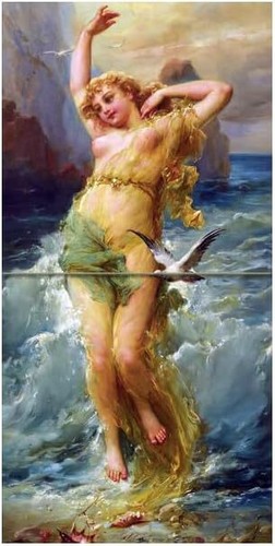Tile mural water nymph - tile, kitchen