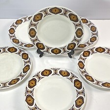 KISMET Midwinter Staffordshire Pottery 9" 1960's Design PLATES x 6 Retro Set