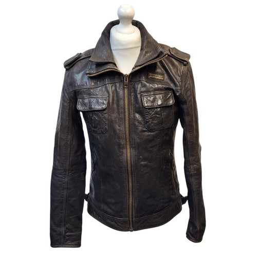 Superdry leather jacket brown - jacket,