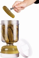 Pickle Jar with Strainer Flip Leakproof Airtight Food Storage Pickle Holder 50oz