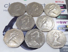 50p Fifty Pence Old/large Coin Job Lot ,1976,77,78,79,80,81,82,83, 8 COINS @LOOK