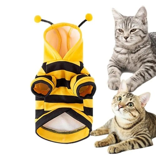 Soft pet bee costume hooded - soft,
