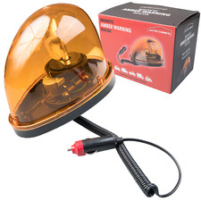 12V Rotating Flashing Amber Beacon DIN Pole Magnetic Mount Tractor Warning Light