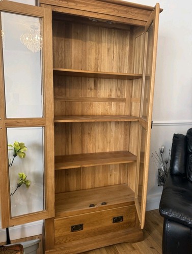 Solid oak display cabinet - oak,