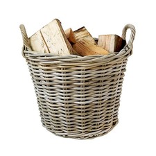 Slemcka Mansion Contemporary Natural Wicker Log Basket Round Fireplace Wood Hold