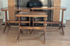 Vintage Mid Century Elm Nest of 3 Tables – Retro Wooden Side Tables G Plan Style