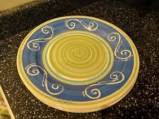 JEFF BANKS PORTS OF CALL DINNER PLATES X 4 - BLUE LIME GREEN