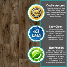 Vinyl Flooring Wood Plank Effect Felt Backed Roll Lino Kitchen Bathroom 2m & 3m