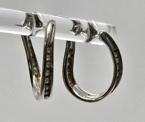 9ct white gold diamond hoop - 9ct,