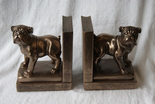 Bulldog bookends bronzed - bookends, dog