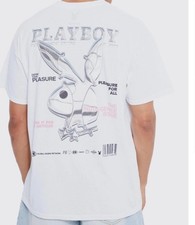 Mens white playboy cotton logo